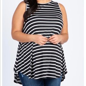 PinkBlush black striped sleeveless plus maternity